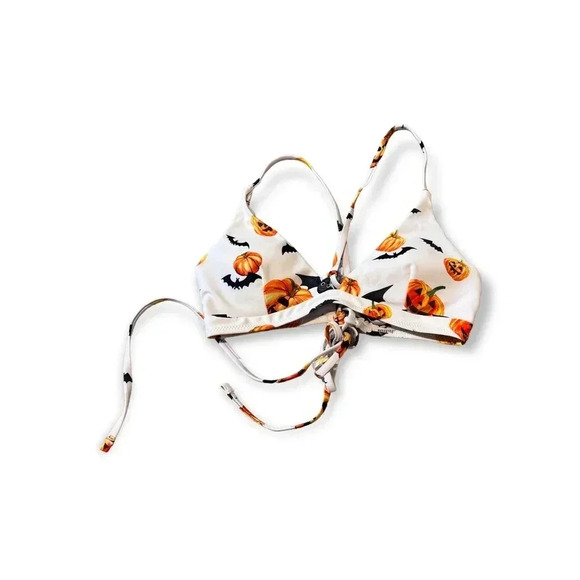 Zaful Other - Zaful Womens Halloween Pumpkin Bat Bikini Top Size M 6 Twee Witchy Goth Novelty
